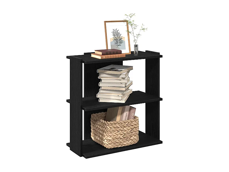 Boekenkast 3-laags 60x30x80 cm bewerkt hout zwart