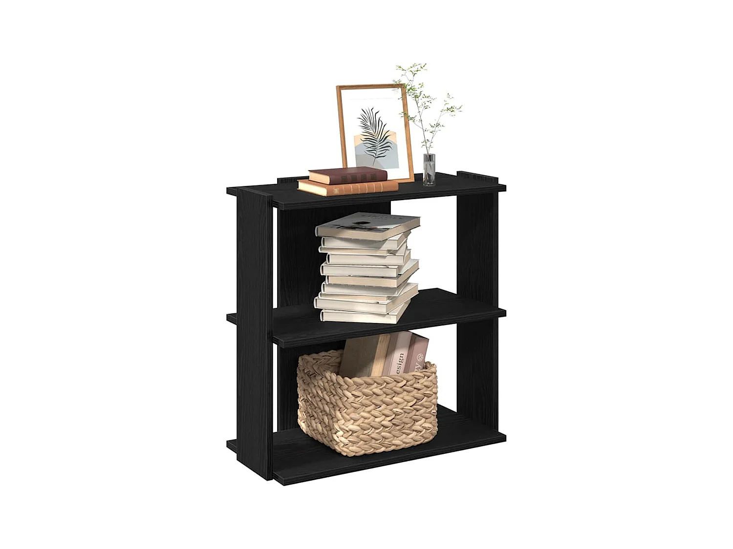 Librería de 3 estantes madera de ingeniería negro 60x30x80 cm