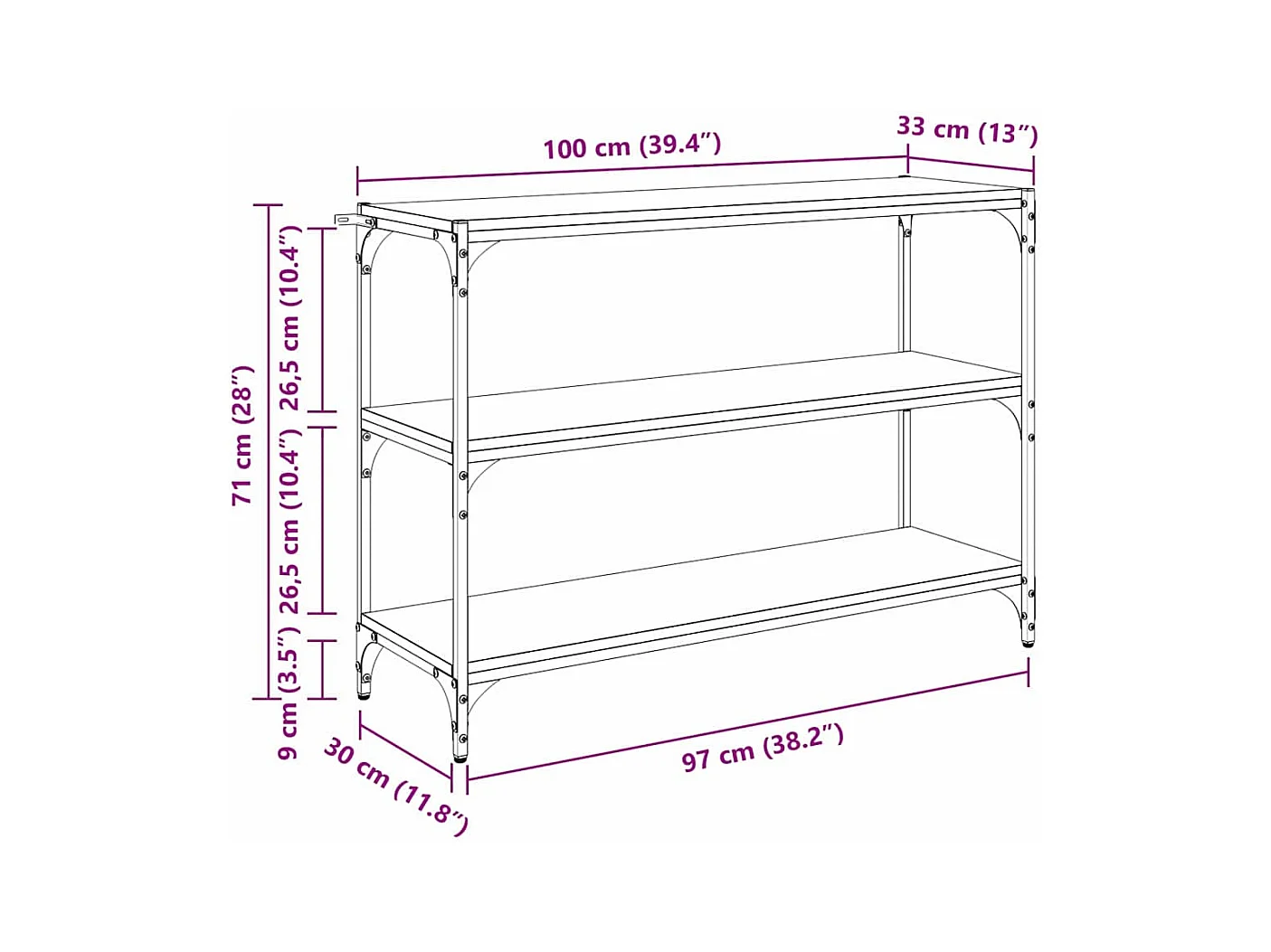Estantería para libros Madera vieja 100 x 33 x 71 cm