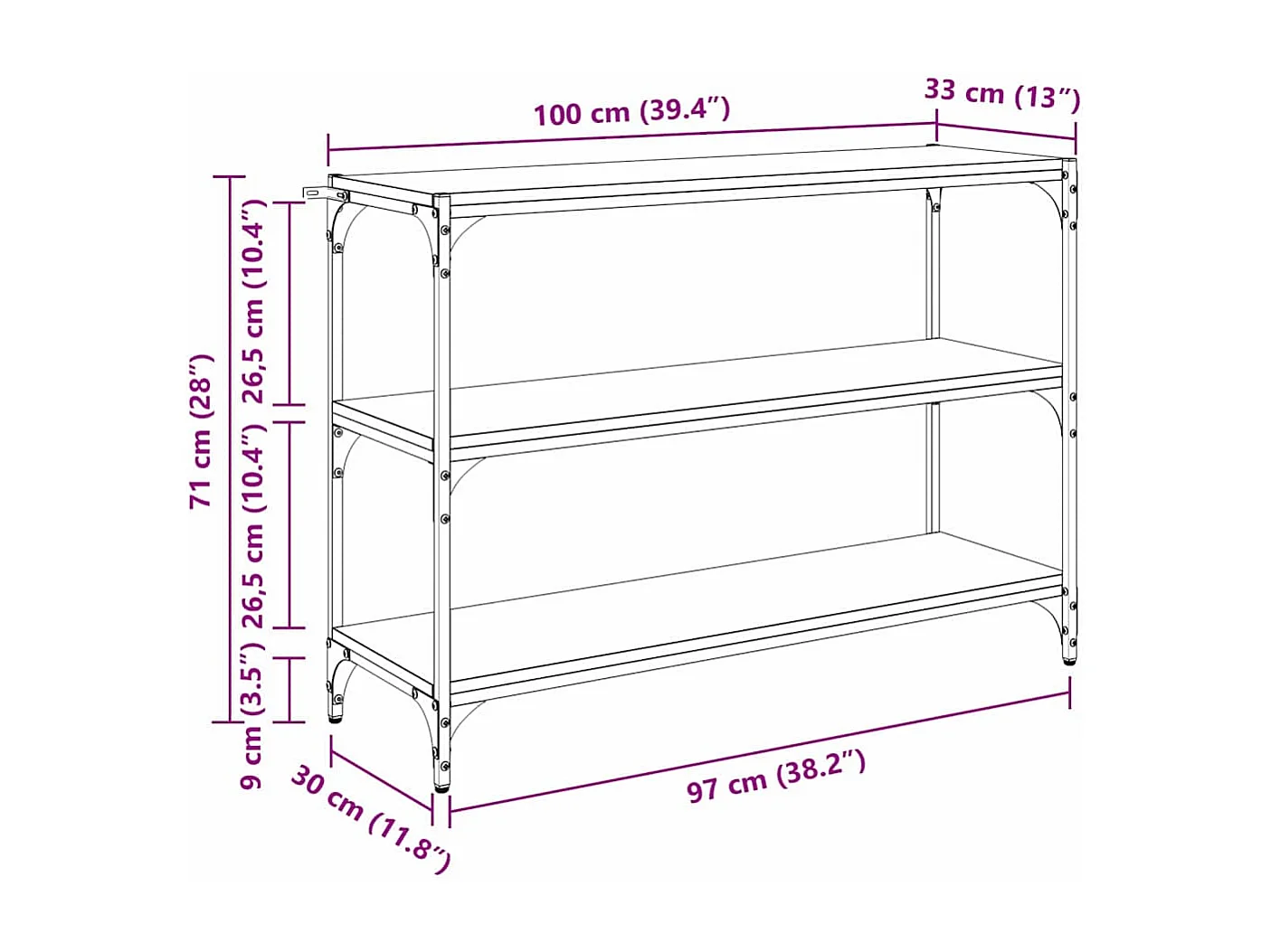Estantería para libros Roble negro 40 x 33 x 70.5 cm