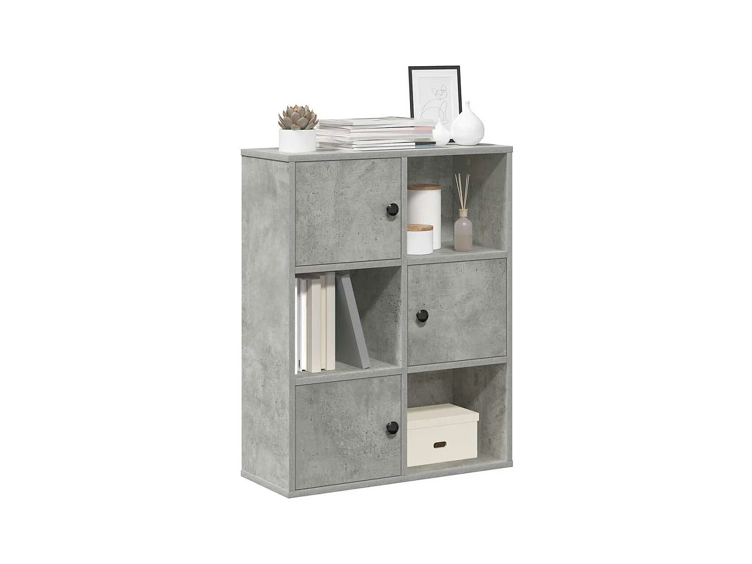 Estantería de madera de ingeniería gris hormigón 60x24x76,5 cm