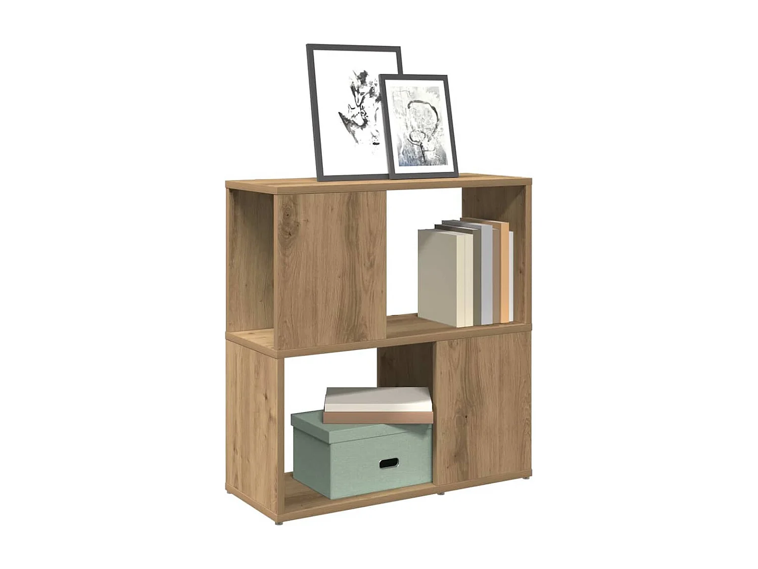 Bibliothèque chêne artisanal 60x24x63 cm bois d'ingénierie