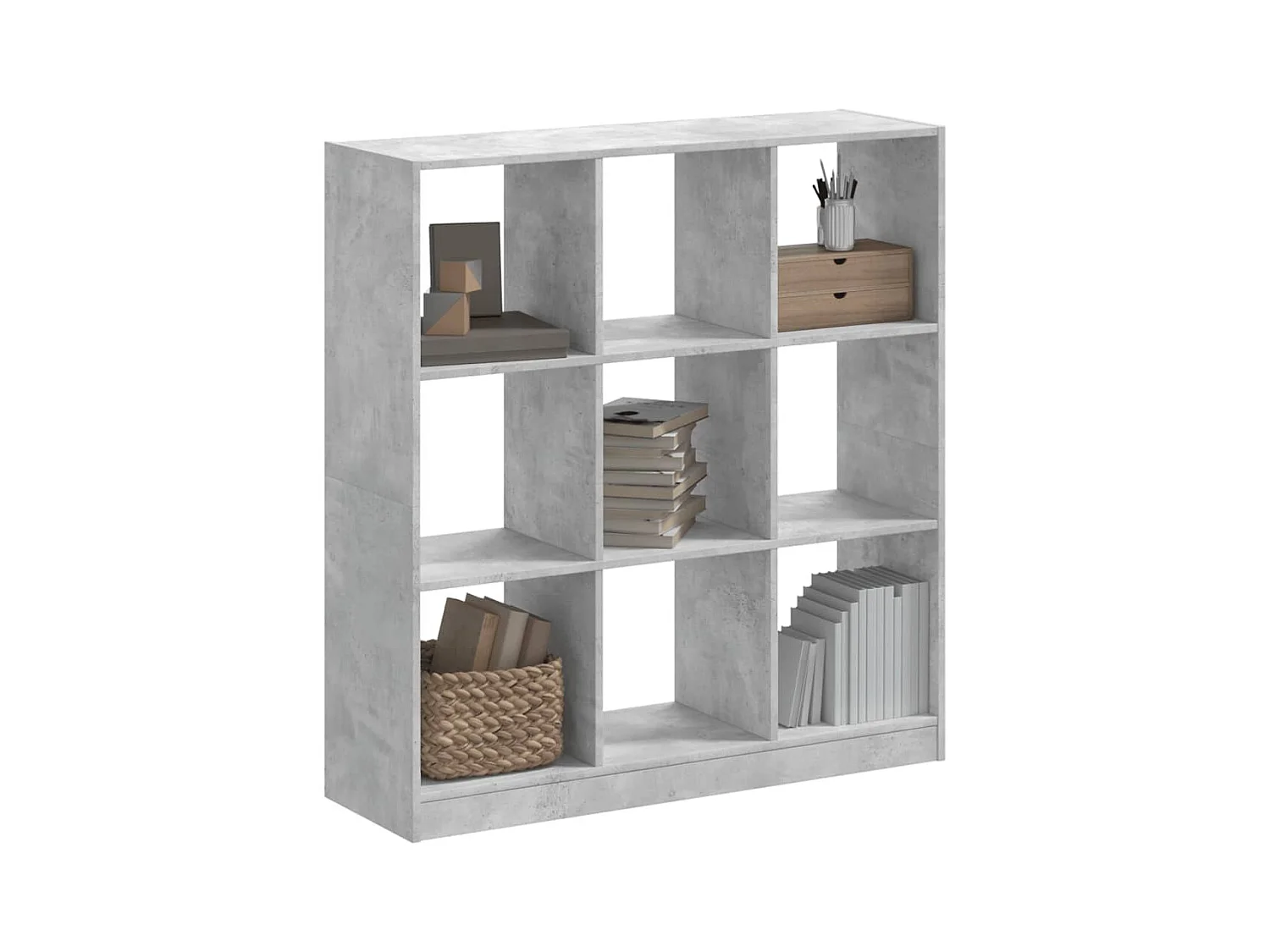 Bibliothèque gris béton 102x32x108 cm bois d'ingénierie