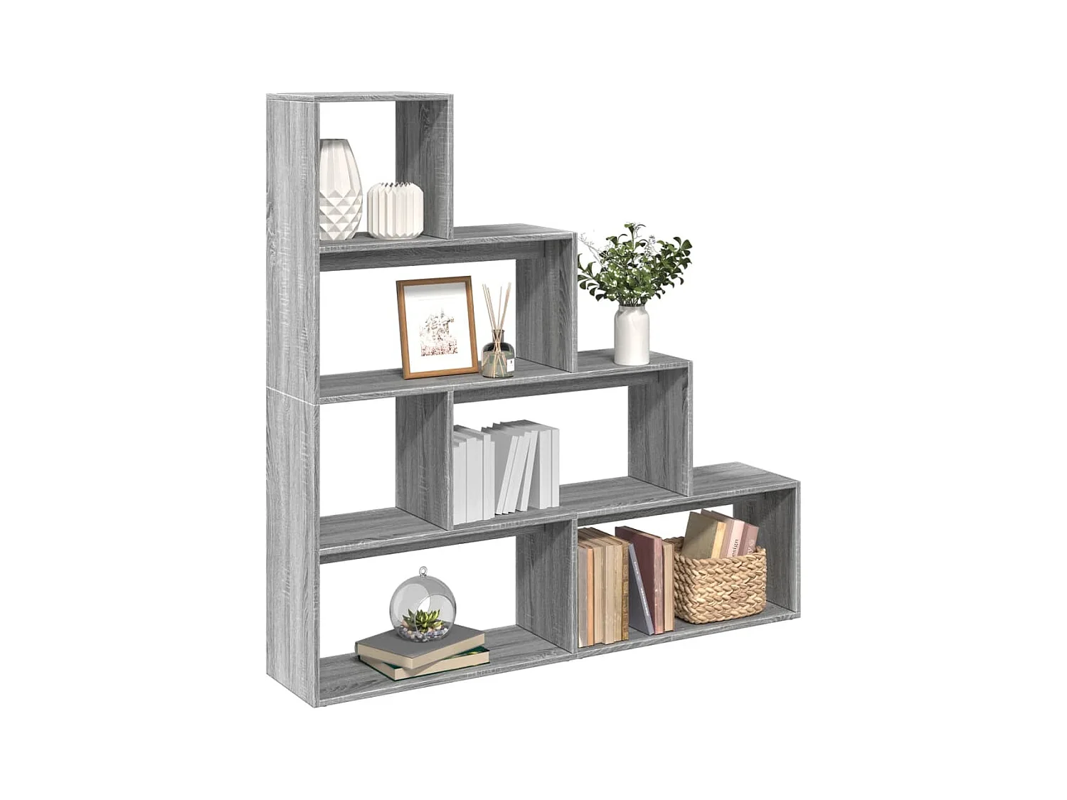 Bibliothèque séparatrice de pièce 4 niveaux sonoma gris