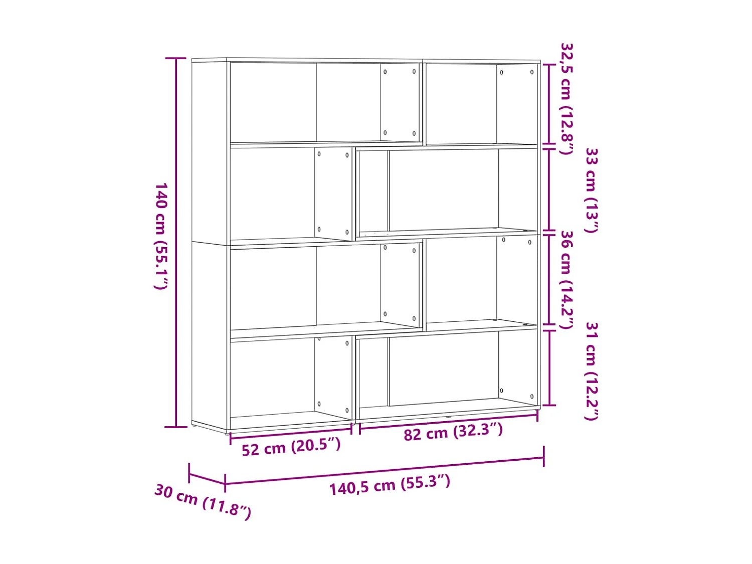 Bibliothèque d'angle à 4 niveaux vieux bois bois d'ingénierie