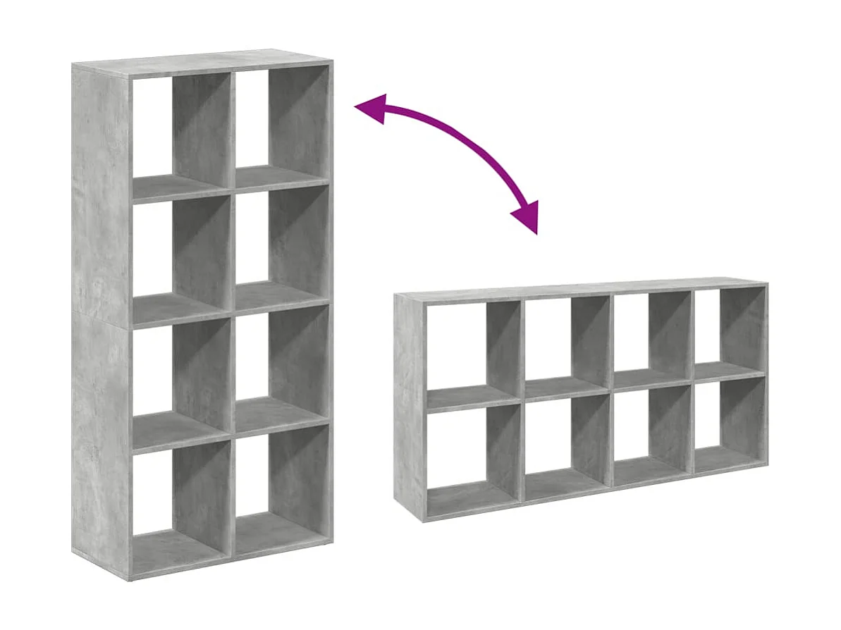 Bibliothèque séparatrice de pièce gris béton 69,5x29x137,5 cm