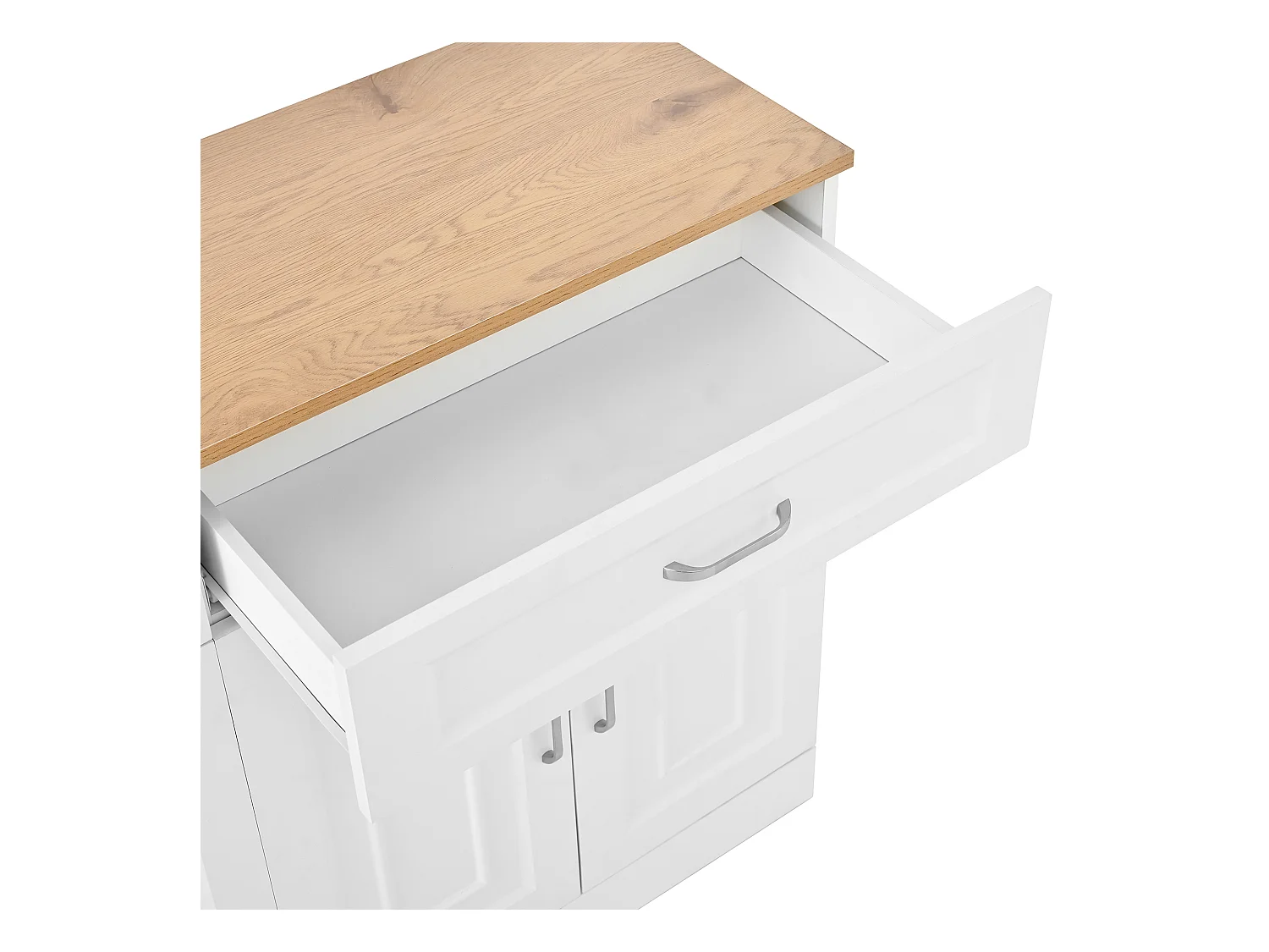 Buffet 120x35x80,5cm - 4 portes et 2 tiroirs - Étagères réglables - Panneaux de particules - Blanc