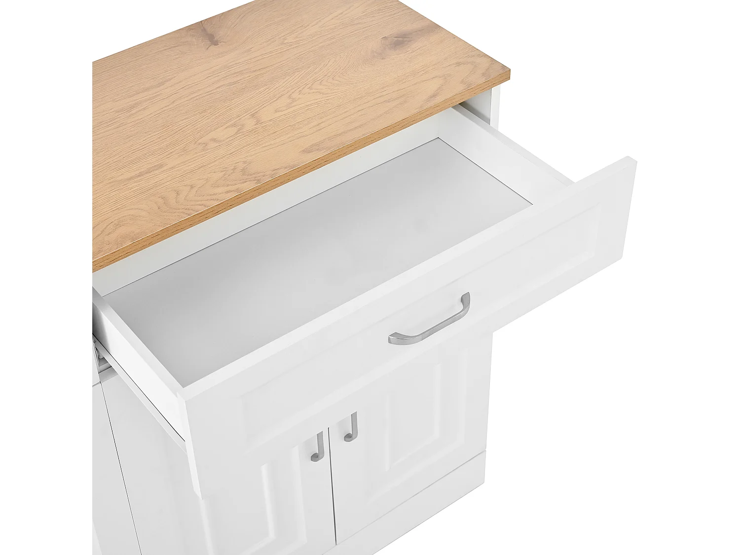 Buffet 120x35x80,5cm - 4 portes et 2 tiroirs - Étagères réglables - Panneaux de particules - Blanc