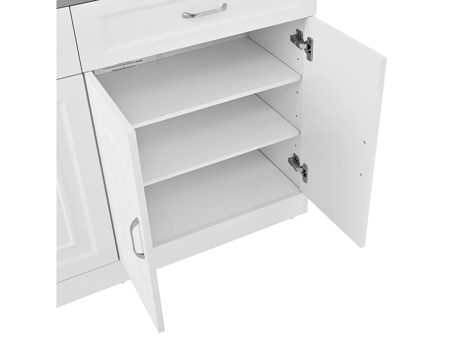 Buffet 120x35x80,5cm - 4 portes et 2 tiroirs - Étagères réglables - Panneaux de particules - Blanc