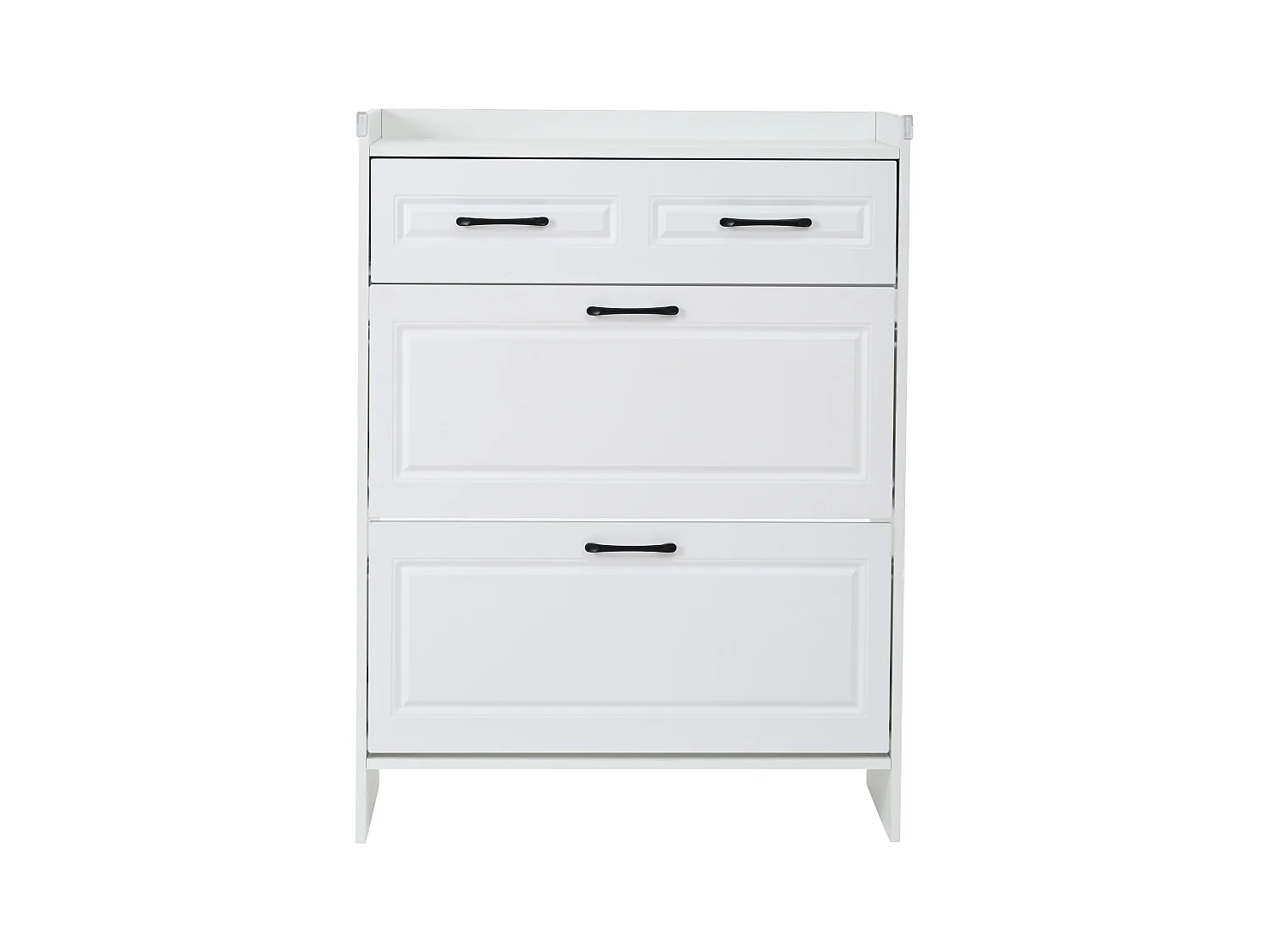 Meuble à chaussures 2 pièces 80x34x107,5 cm - 4 portes abattantes et 2 tiroirs - 8 compartiments - MDF - Blanc