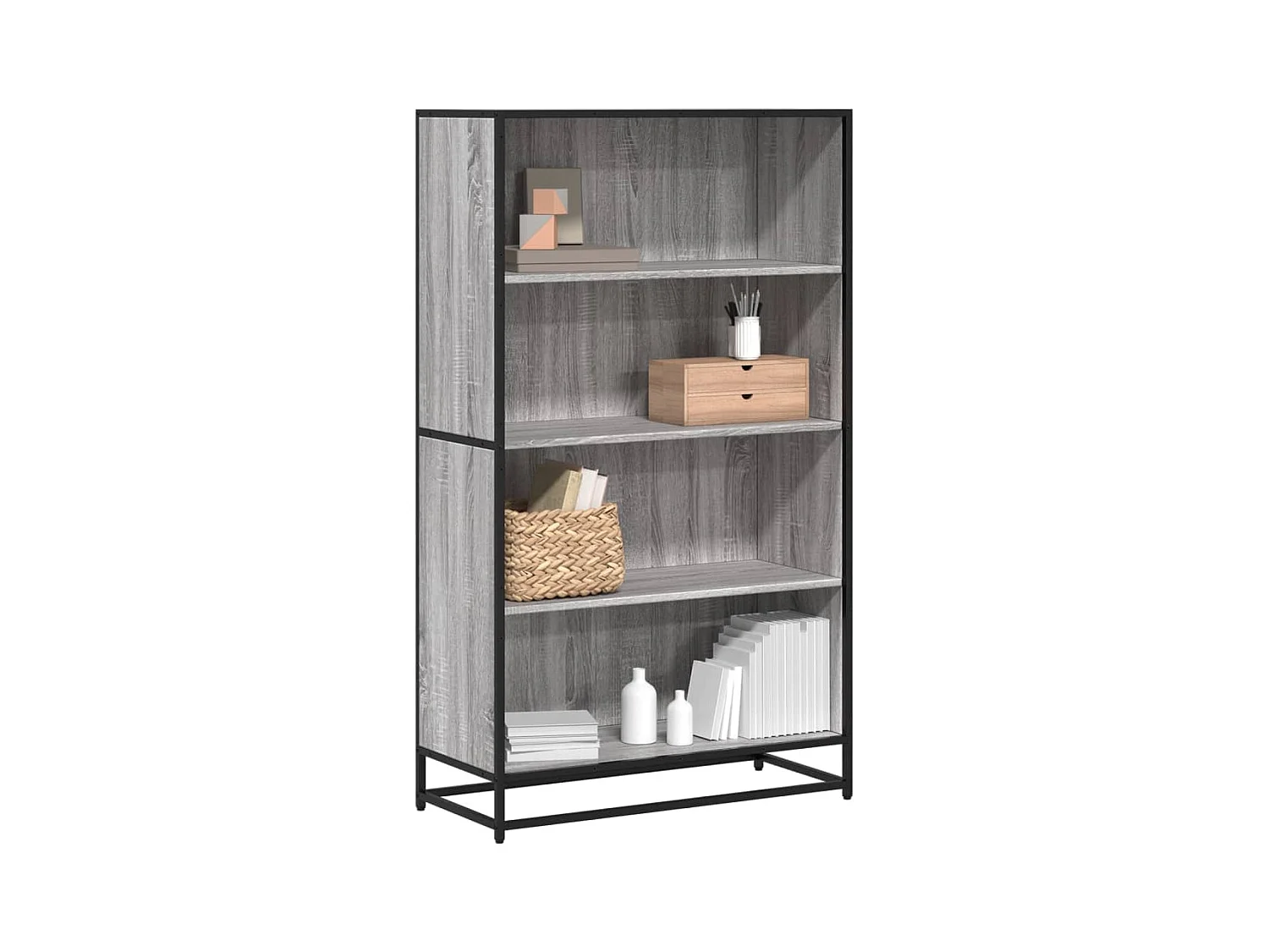 Estantería de madera de ingeniería gris Sonoma 80,5x35x139 cm