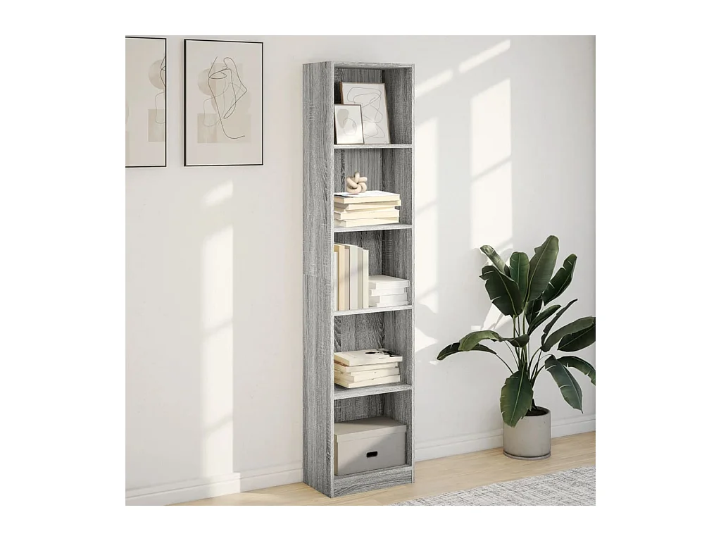 Estantería de madera de ingeniería gris Sonoma 40x24x176 cm