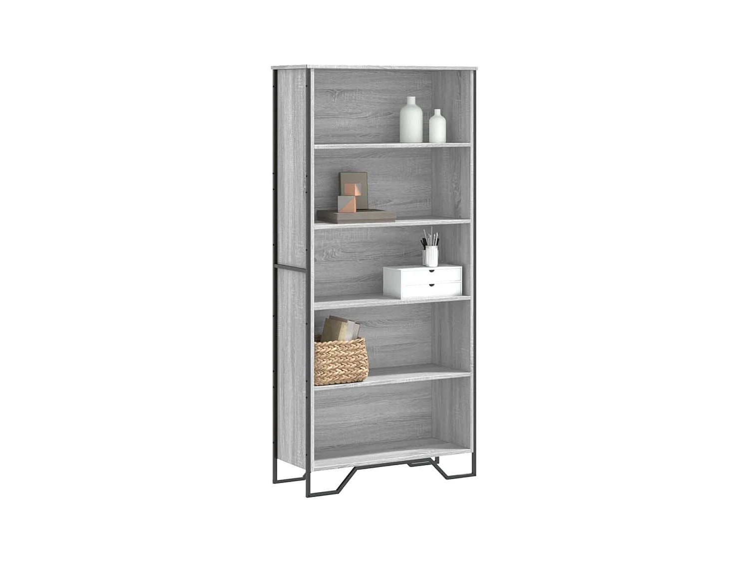 Estantería madera de ingeniería color gris Sonoma 80x31x169 cm