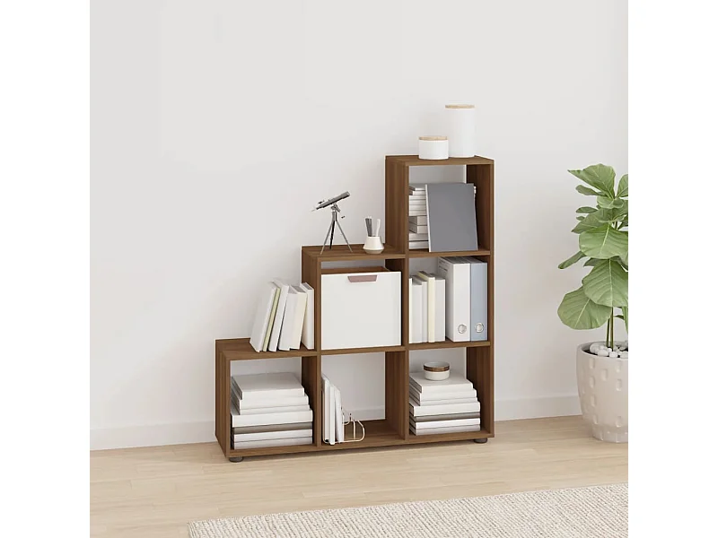 Estantería forma de escalera madera contrachapada roble marrón