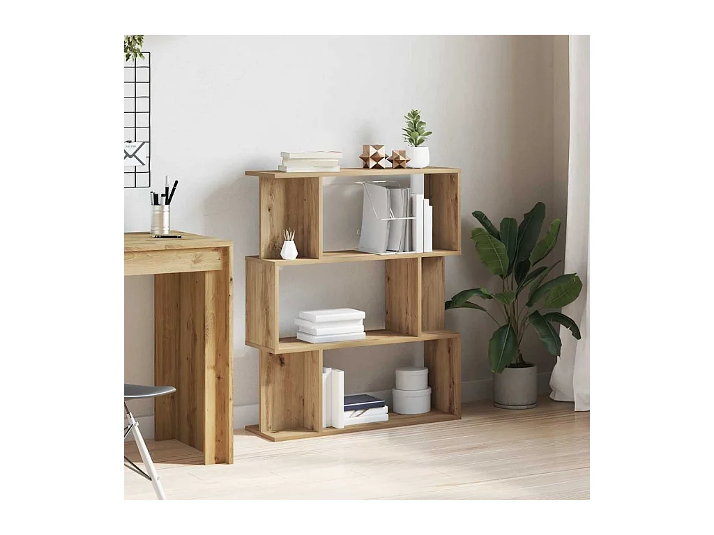 Bibliothèque chêne artisanal 80x24x96 cm bois d'ingénierie