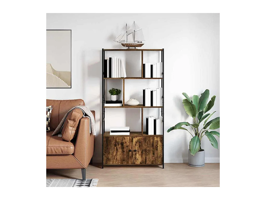 Bibliothèque Chêne fumé 80 x 30 x 155.5 cm Bois d'ingénierie