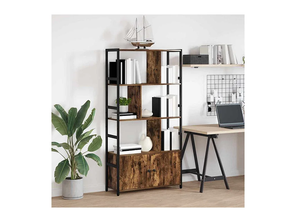 Bibliothèque Chêne fumé 80 x 30 x 155.5 cm Bois d'ingénierie