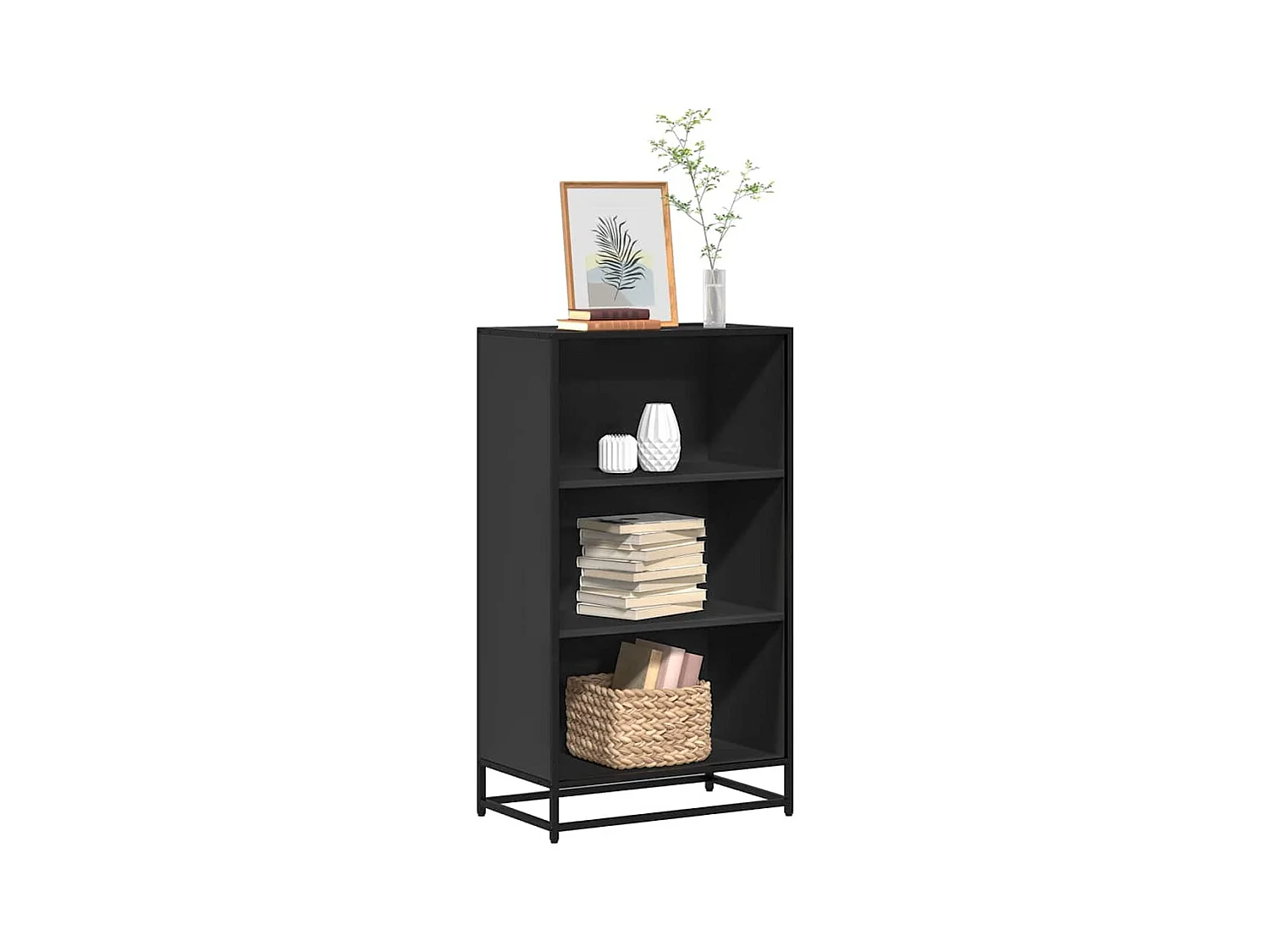 Bibliothèque noir 60x35x107,5 cm bois d'ingénierie