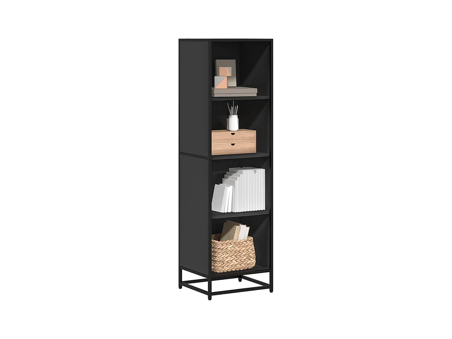 Bibliothèque noir 40x35x139 cm bois d'ingénierie