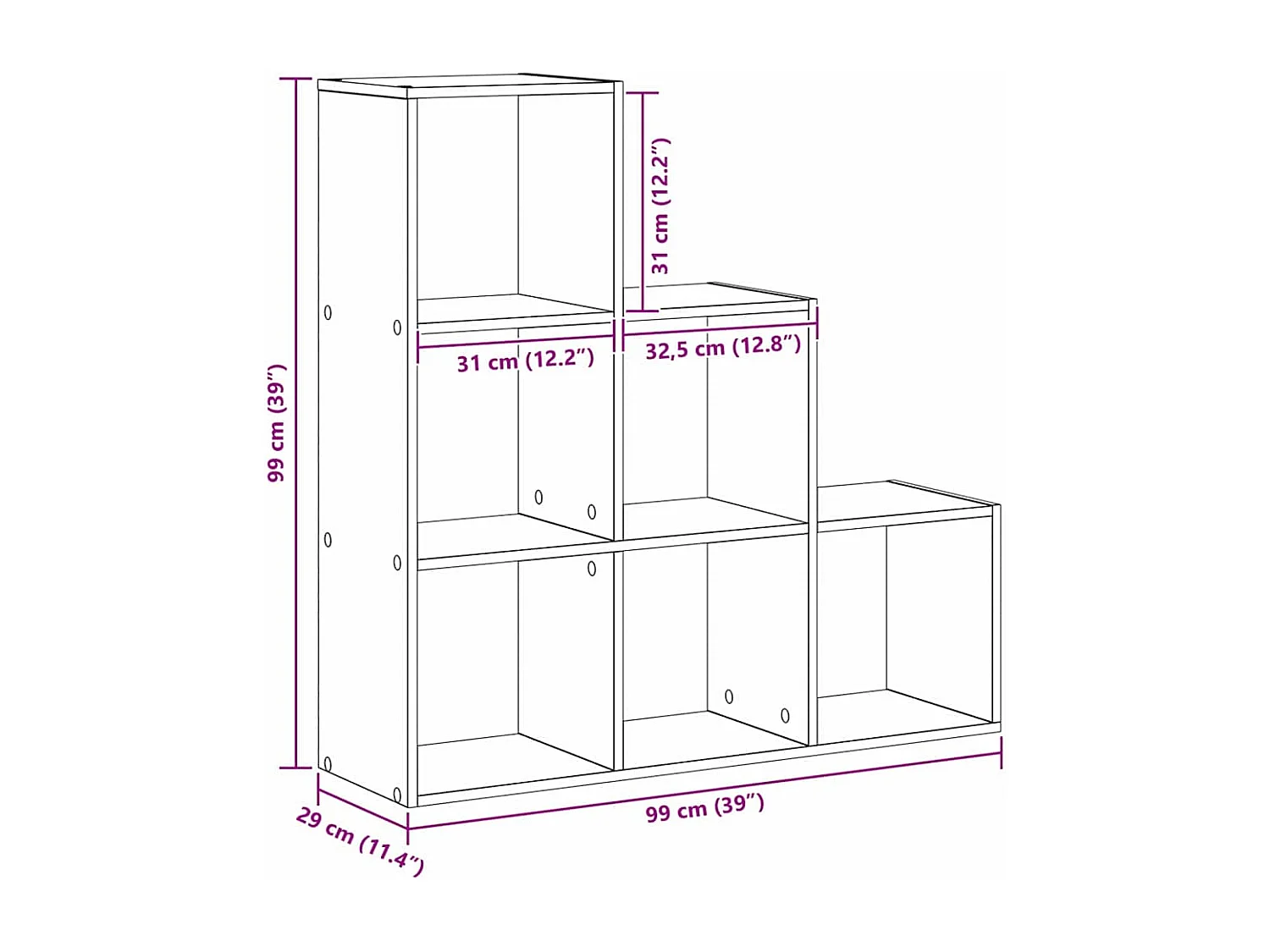 Estantería para libros Roble negro 99 x 29 x 99 cm