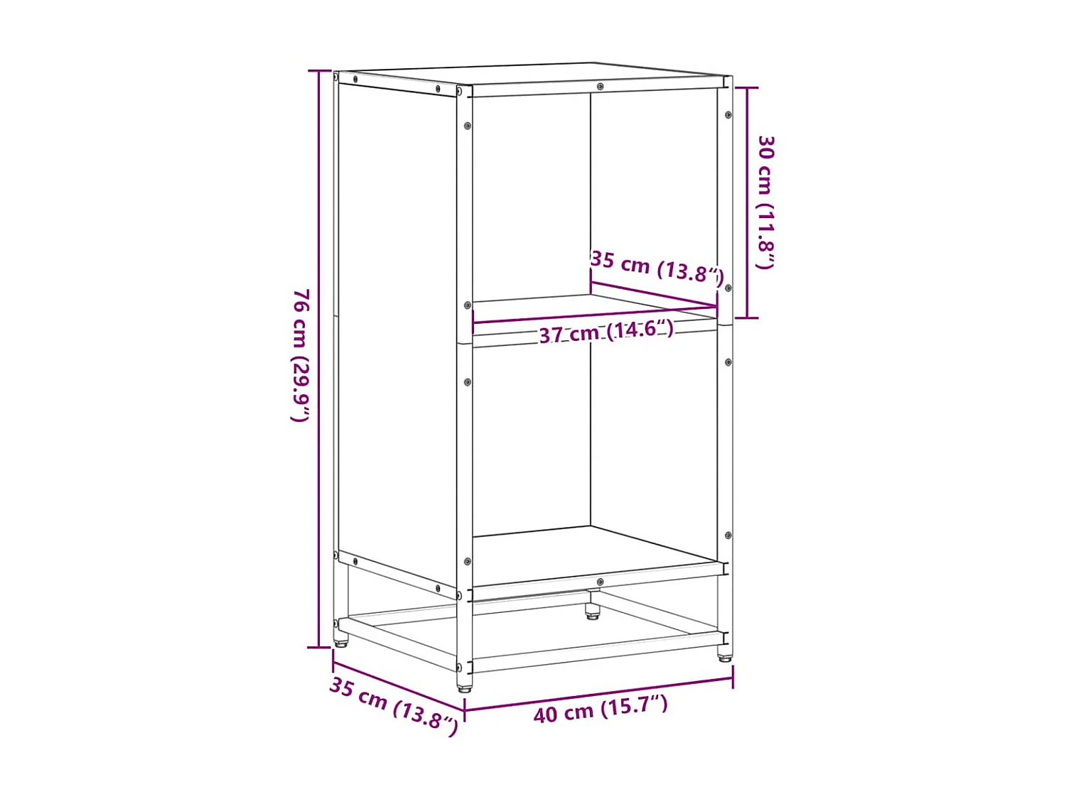 Bibliothèque chêne fumé 40x35x76 cm bois d'ingénierie