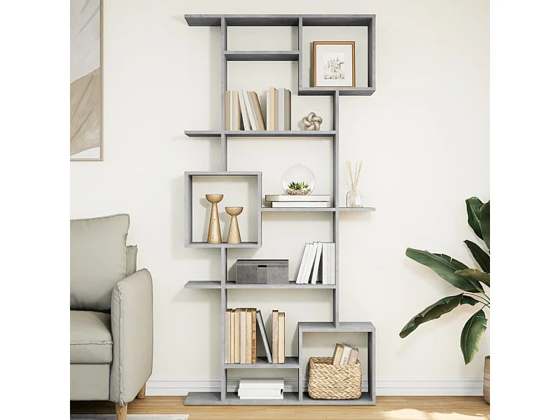 Bibliothèque gris béton 92x29x188 cm bois d'ingénierie