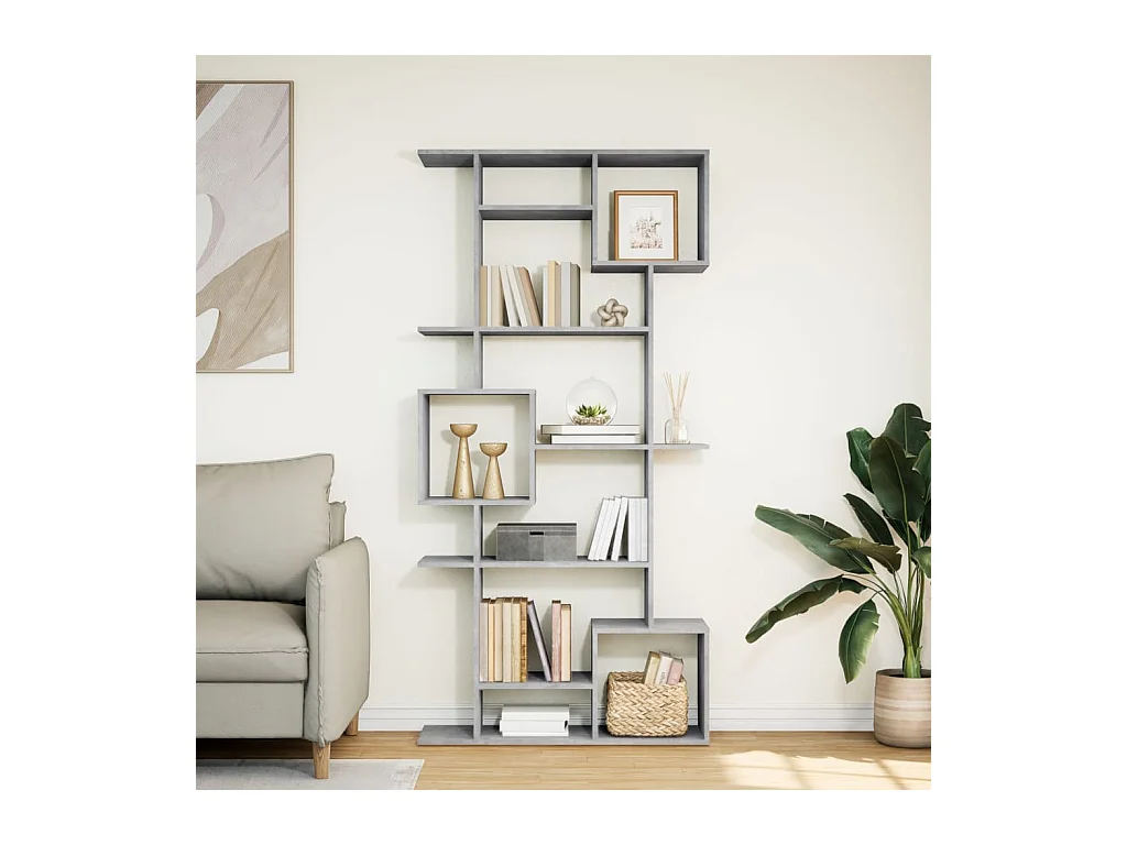 Bibliothèque gris béton 92x29x188 cm bois d'ingénierie