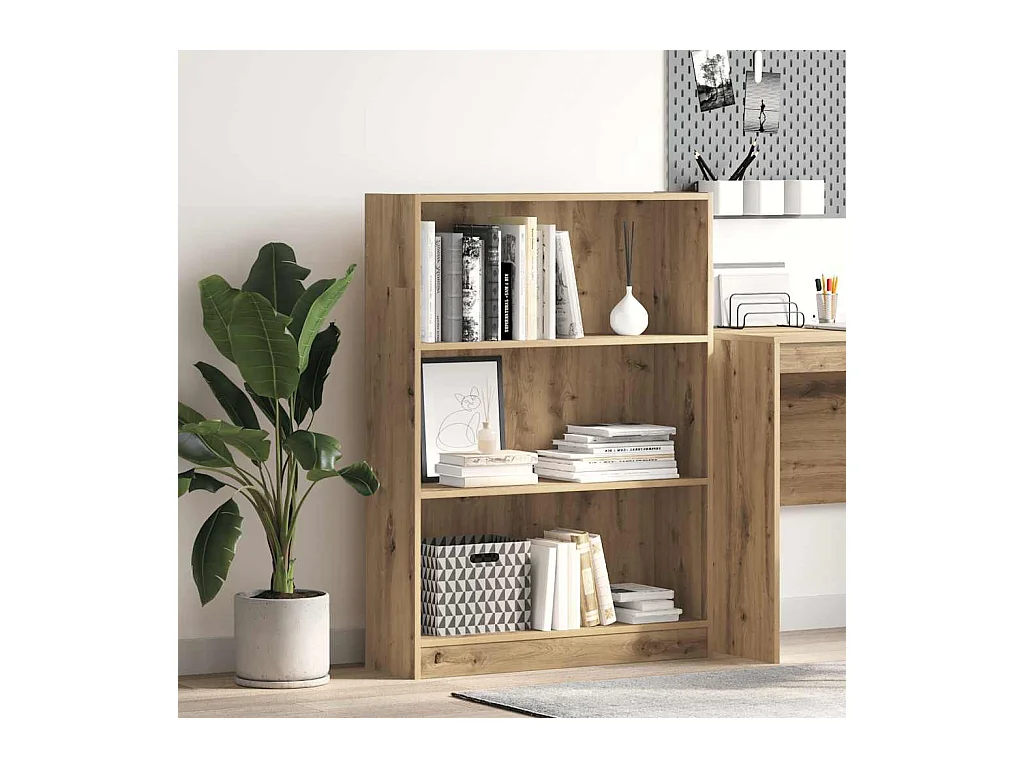 Bibliothèque chêne artisanal 80x24x109 cm bois d'ingénierie