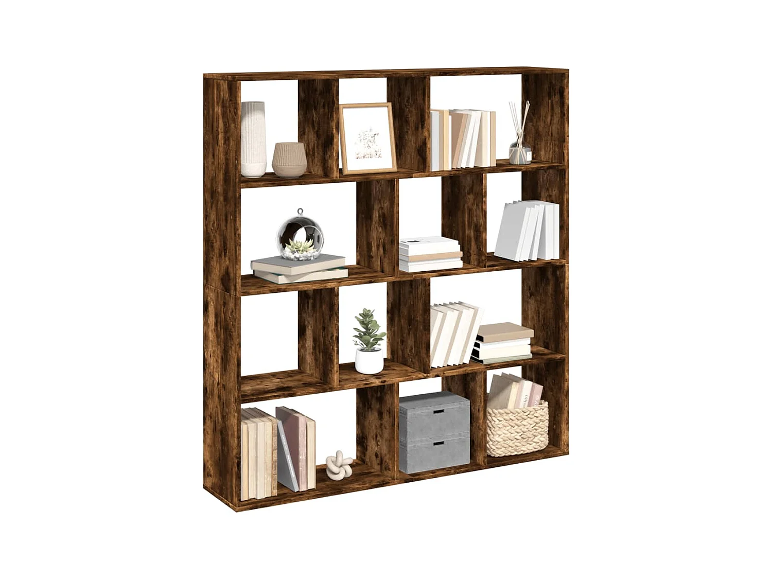 Bibliothèque chêne fumé 132x29x141,5 cm bois d'ingénierie