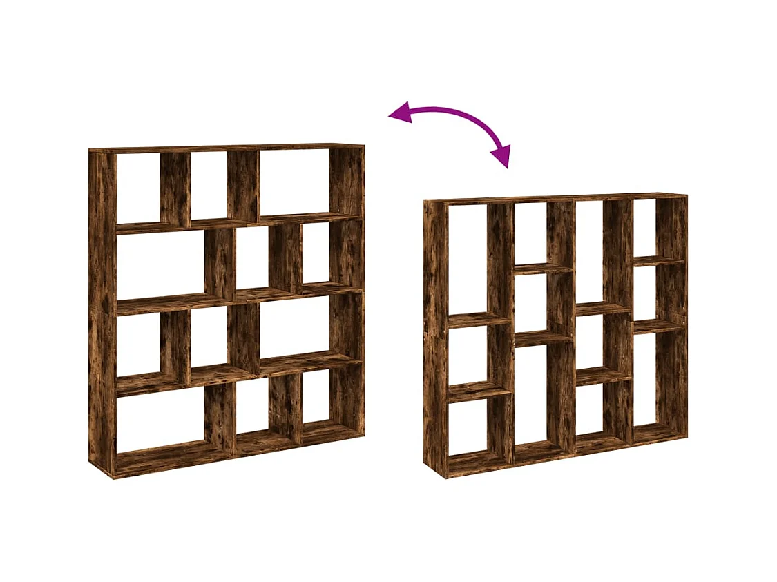 Bibliothèque chêne fumé 132x29x141,5 cm bois d'ingénierie