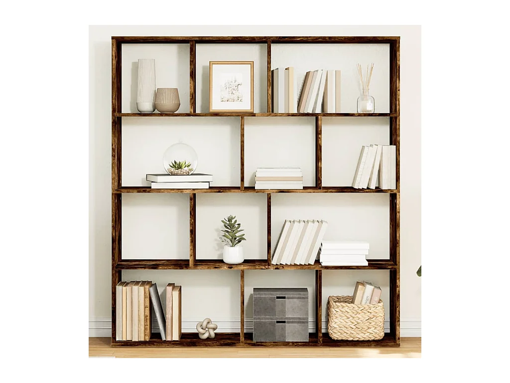 Bibliothèque chêne fumé 132x29x141,5 cm bois d'ingénierie