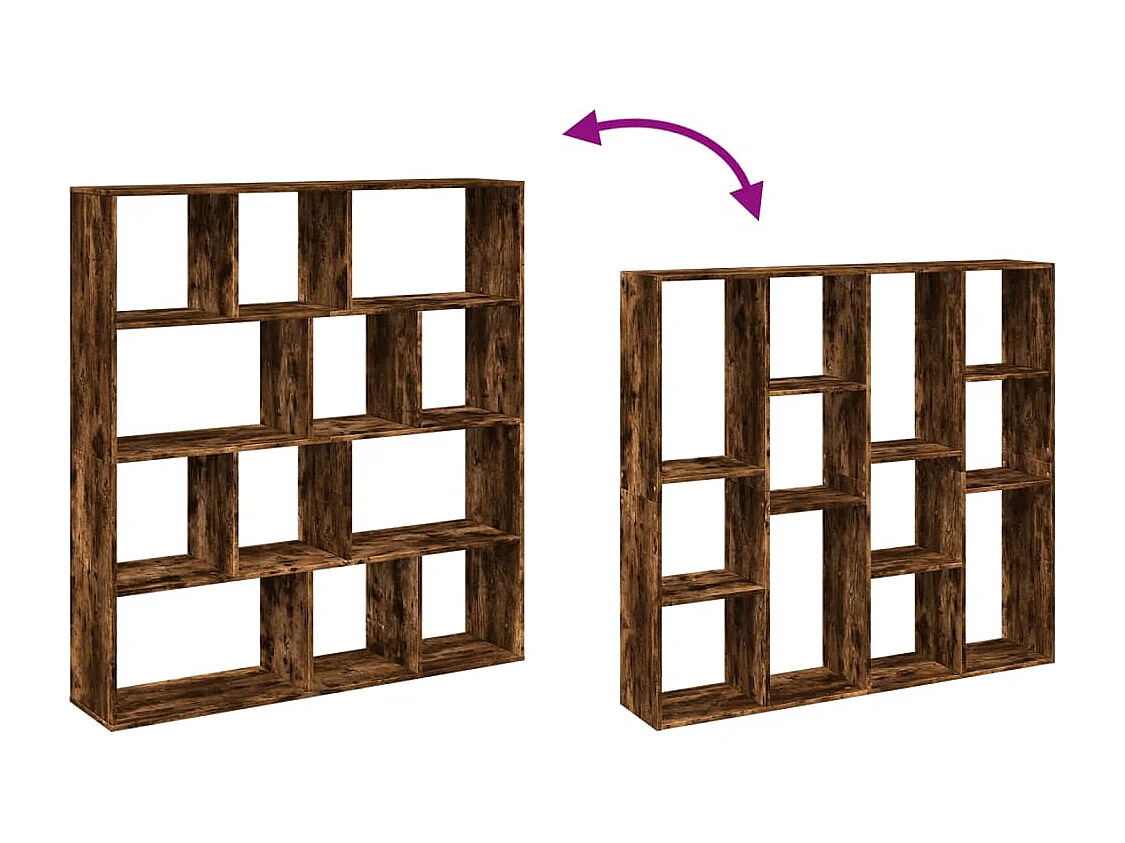 Bibliothèque chêne fumé 132x29x141,5 cm bois d'ingénierie