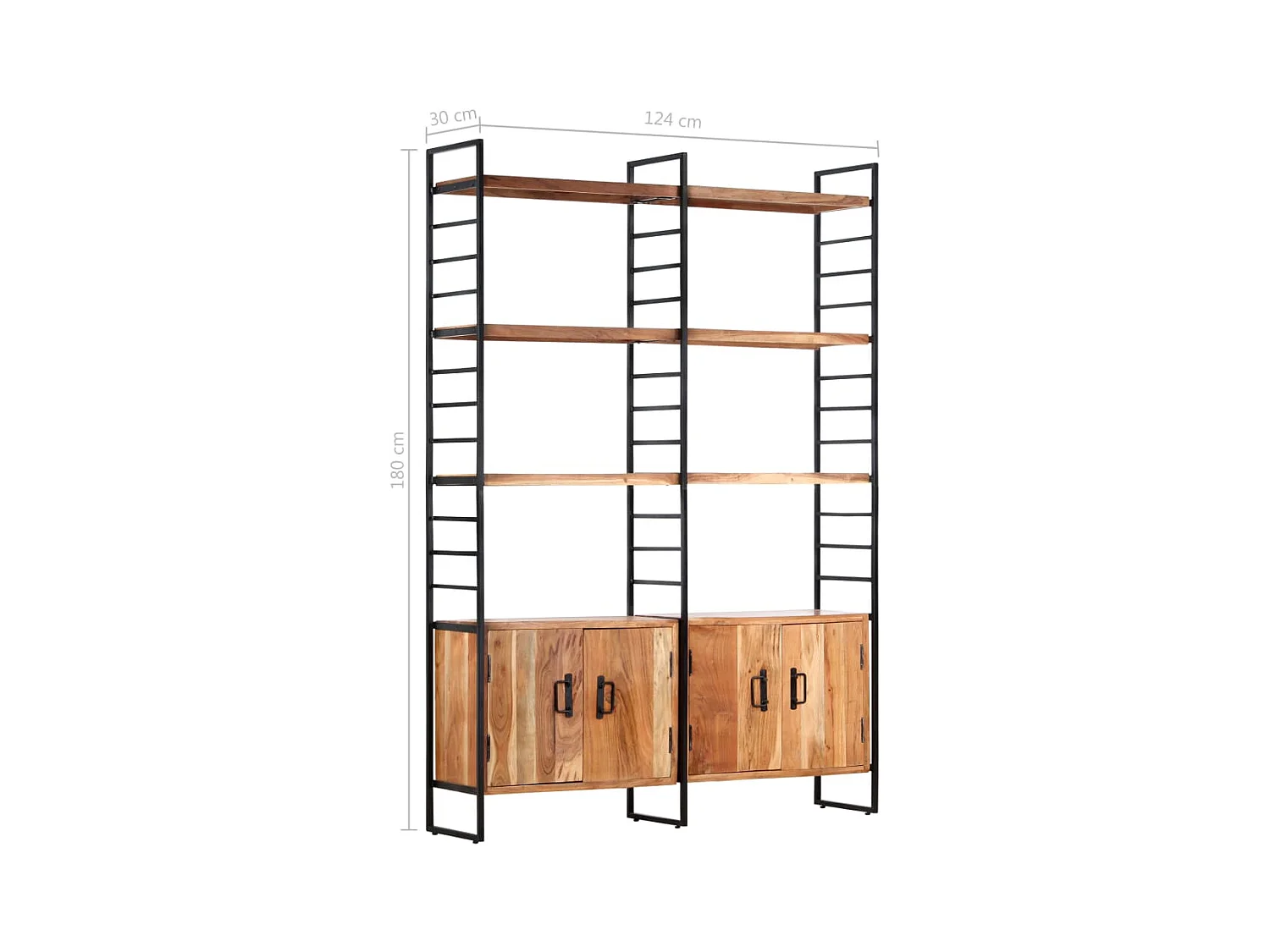 Bibliothèque à 4 niveaux 124x30x180 cm Bois d'acacia massif