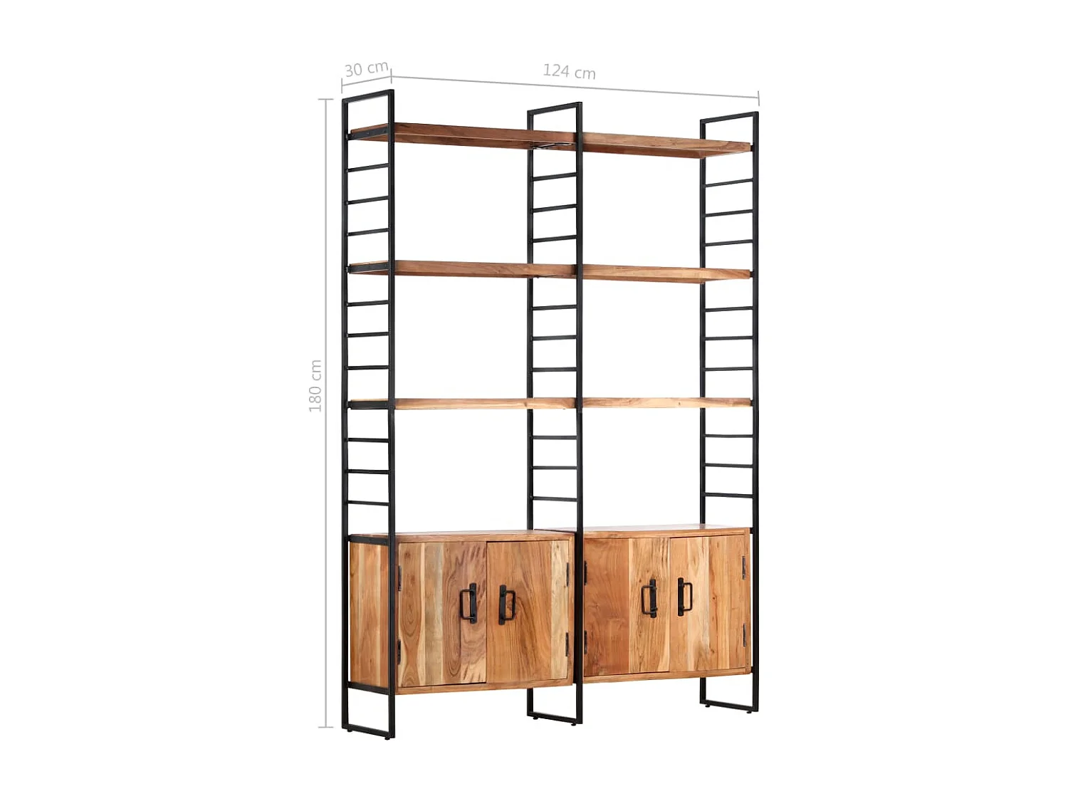 Bibliothèque à 4 niveaux 124x30x180 cm Bois d'acacia massif