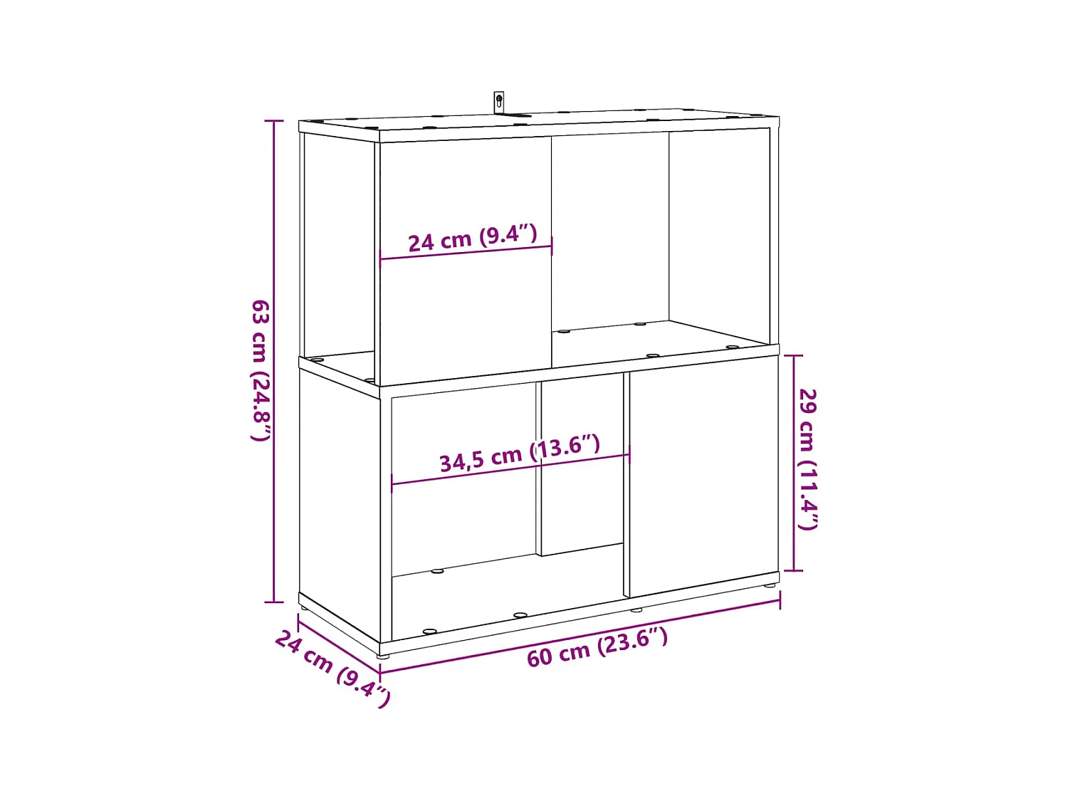 Estante 60x24x63 cm derivados de madeira madeira velha