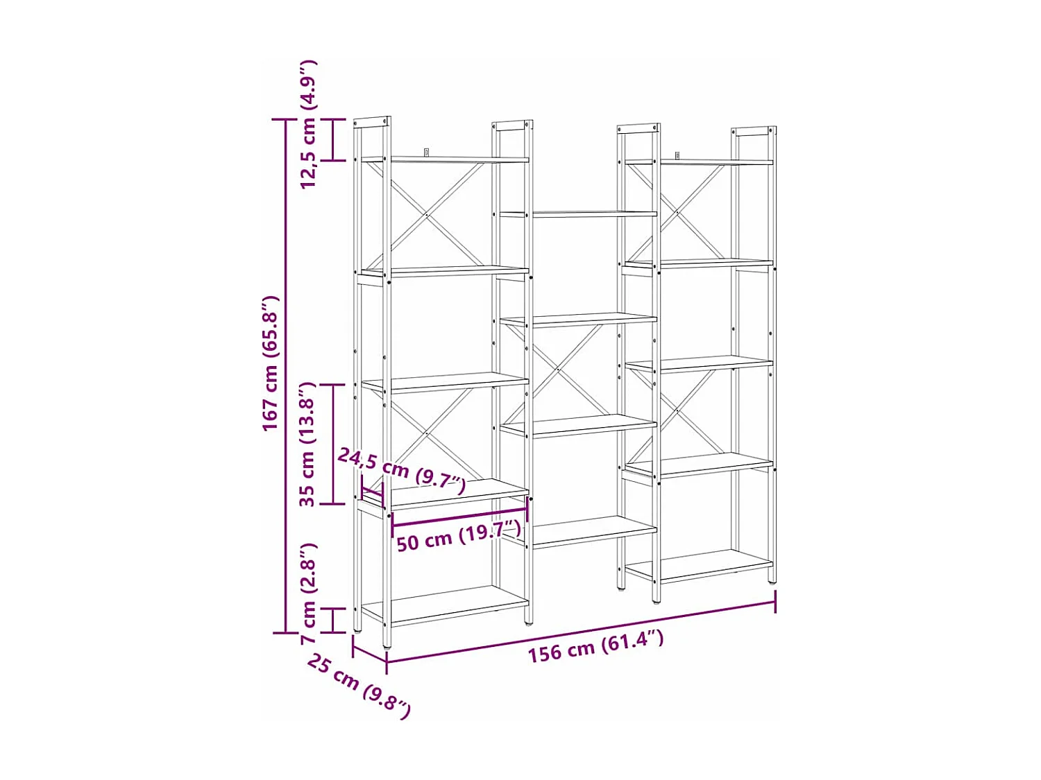 Bibliothèque Chêne noir 156 x 25 x 167.5 cm Bois d'ingénierie