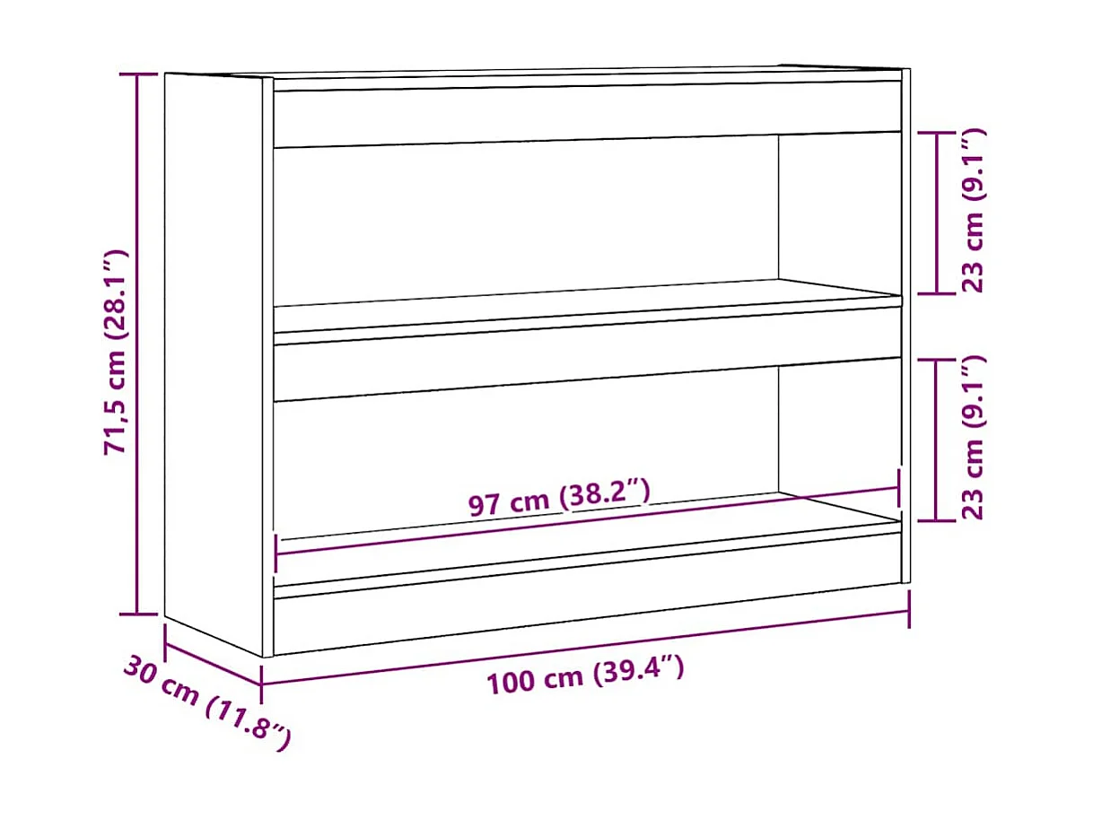 Bibliothèque chêne artisanal 100 x 30 x 72 cm Bois d'ingénierie