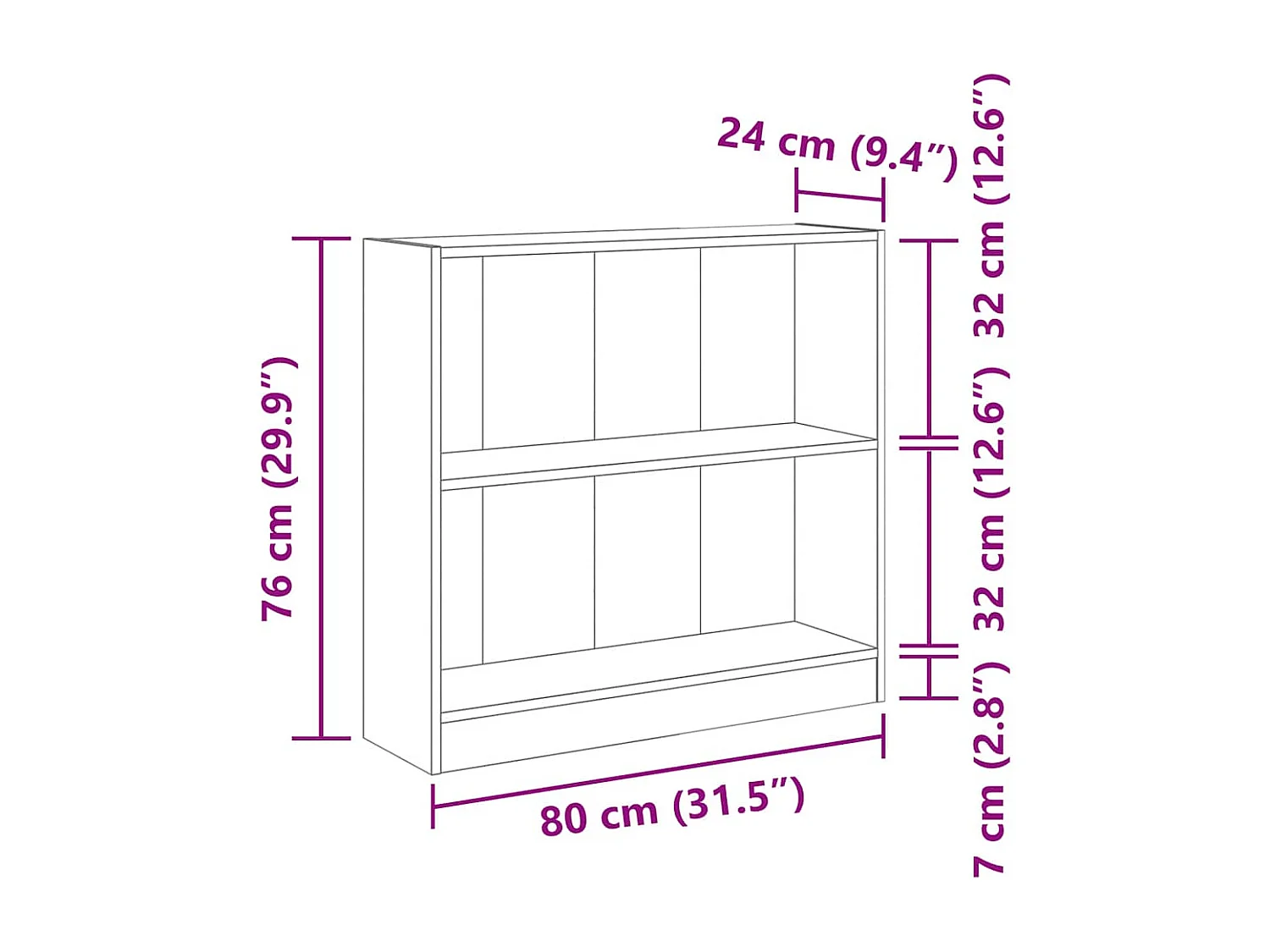 Boekenkast 80x24x75 cm bewerkt hout sonoma eikenkleurig