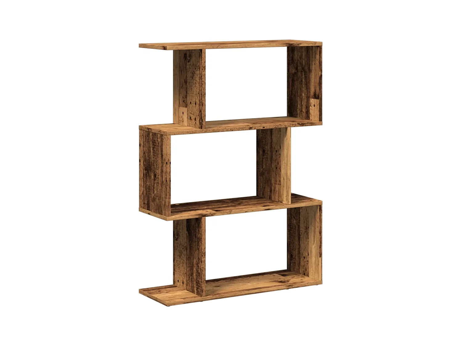 Bibliothèque séparatrice de pièce à 3 niveaux vieux bois 70x24x97 cm