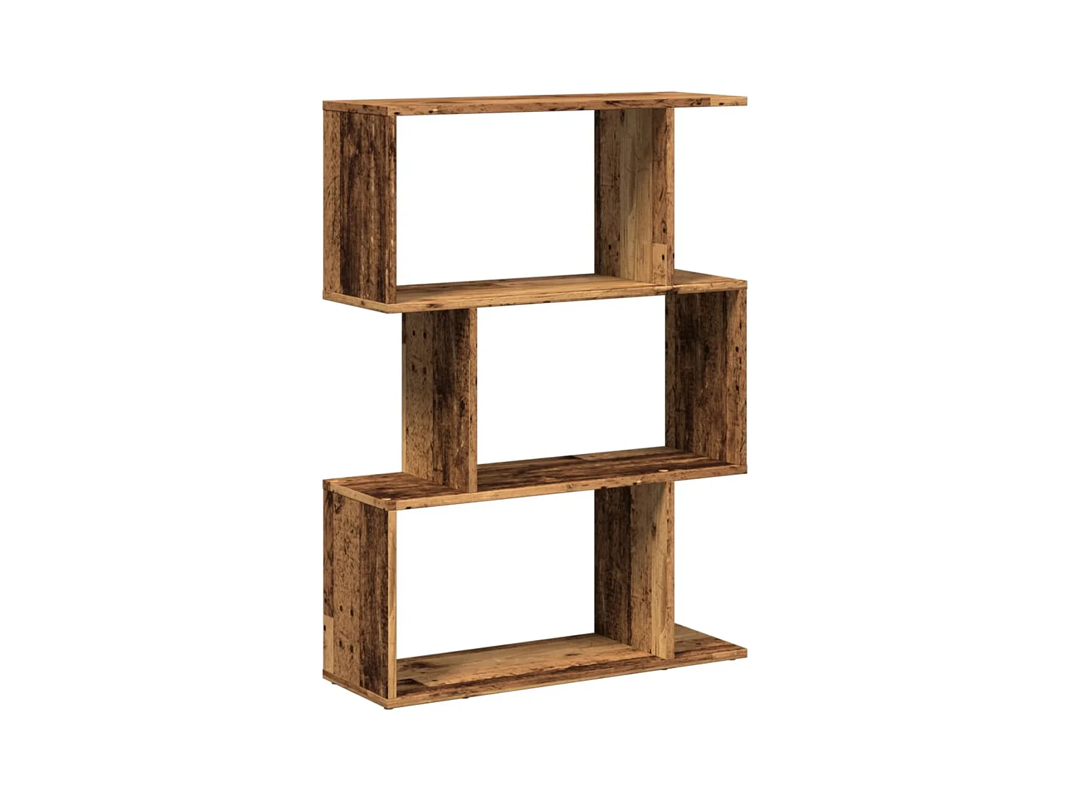 Bibliothèque séparatrice de pièce à 3 niveaux vieux bois 70x24x97 cm