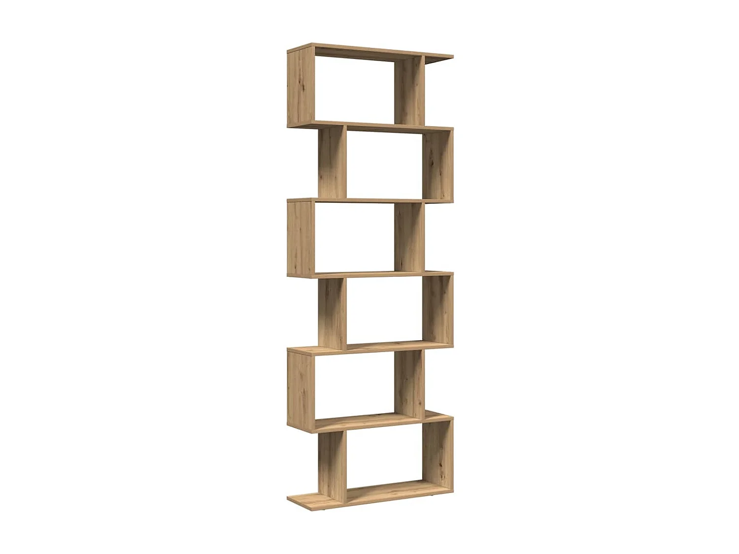Bibliothèque séparatrice de pièce à 6 niveaux chêne artisanal
