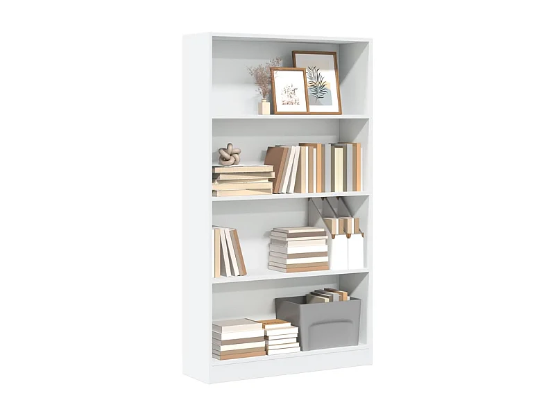 Boekenkast 80x24x143 cm bewerkt hout wit