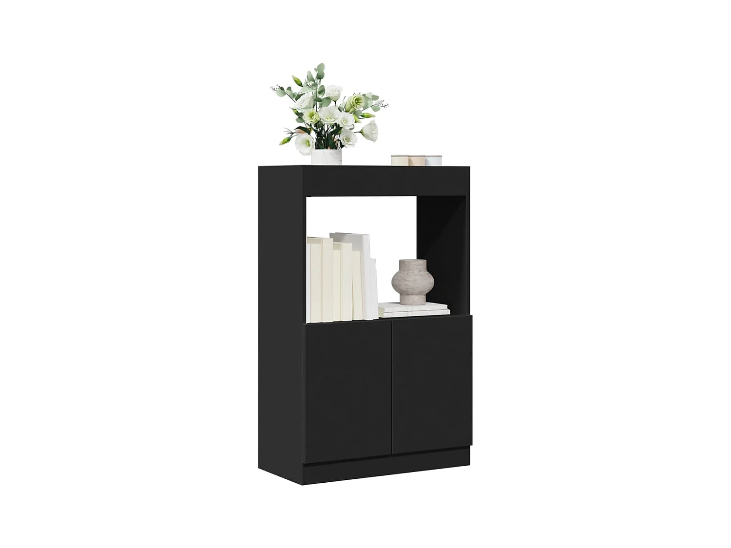 Aparador alto madera ingeniería negro 63x33x100 cm