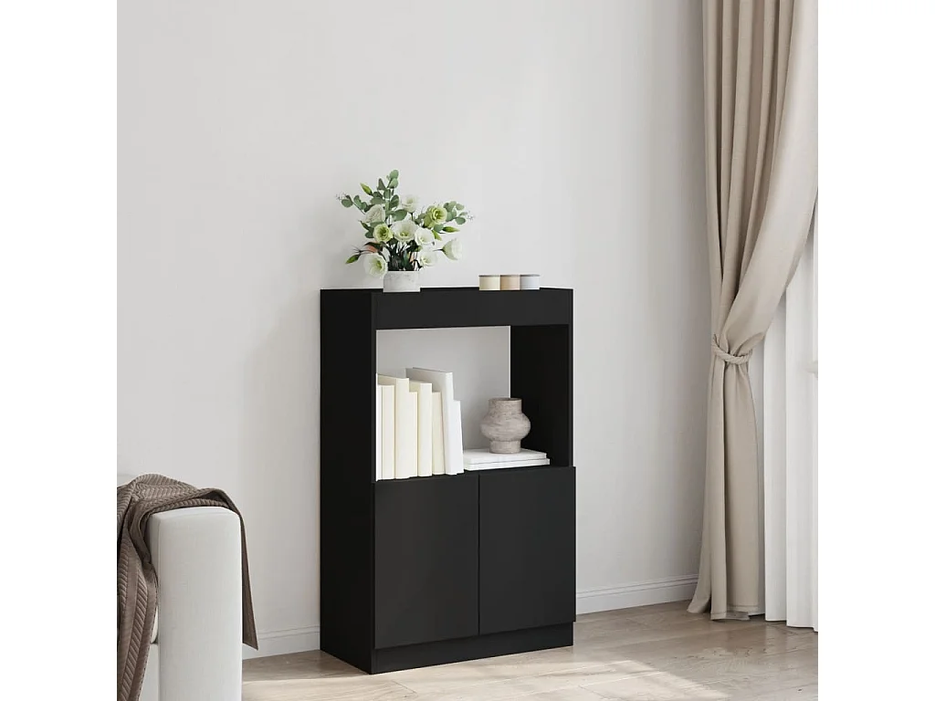 Bibliothèque noir 63x33x100 cm bois d'ingénierie