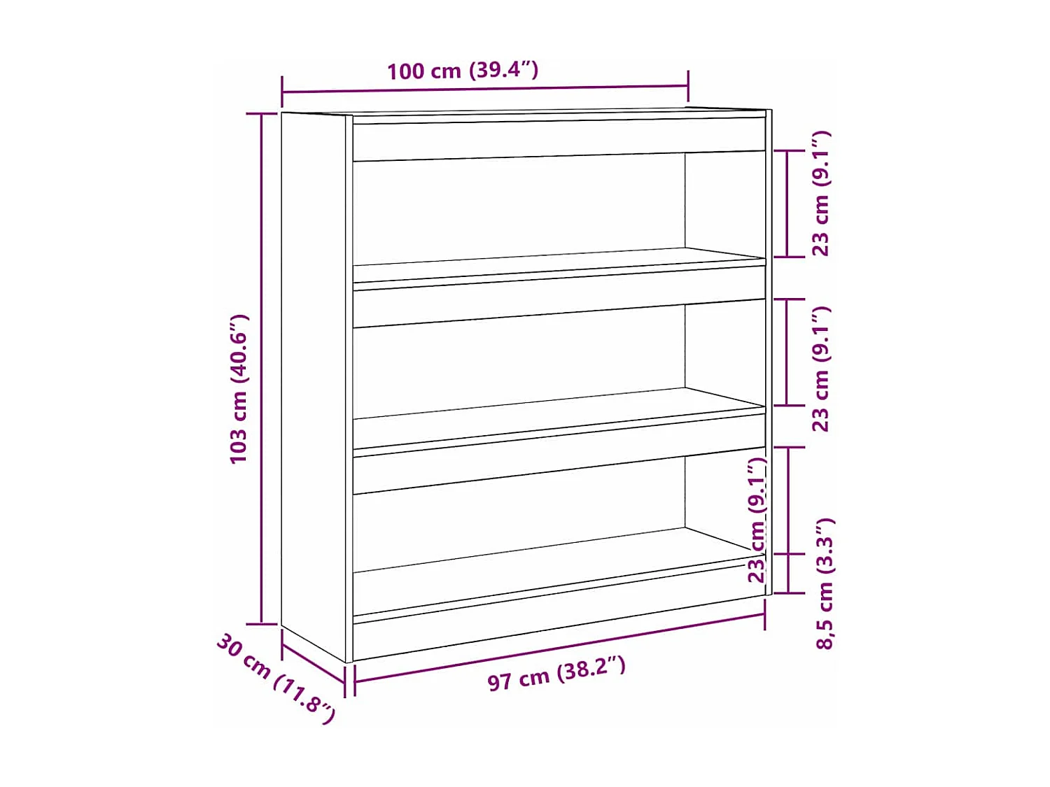 Bibliothèque Chêne noir 100 x 30 x 103 cm Bois d'ingénierie