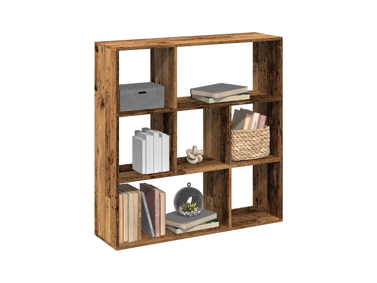 Bibliothèque séparatrice de pièce vieux bois 102x29x103,5 cm