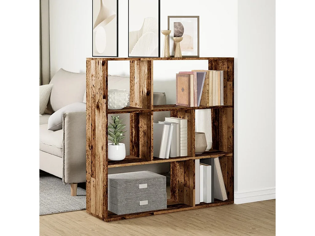 Bibliothèque séparatrice de pièce vieux bois 102x29x103,5 cm