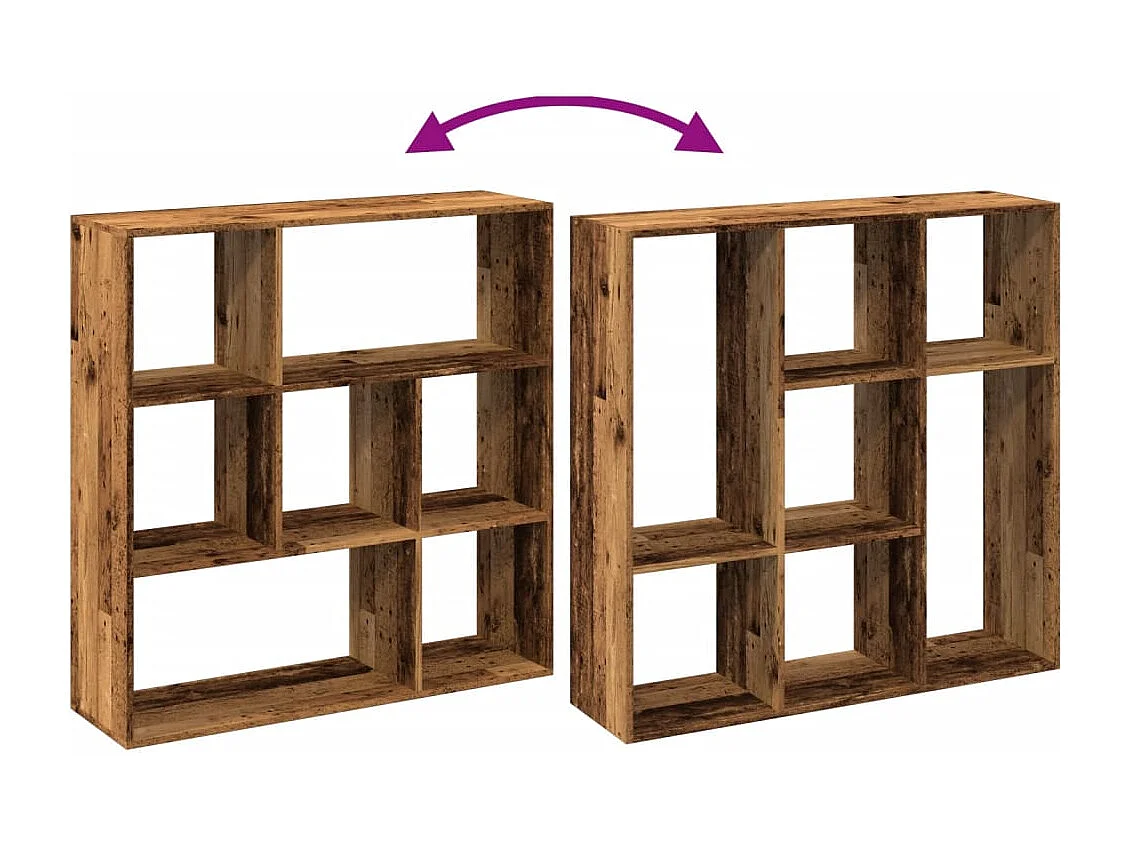 Bibliothèque séparatrice de pièce vieux bois 102x29x103,5 cm