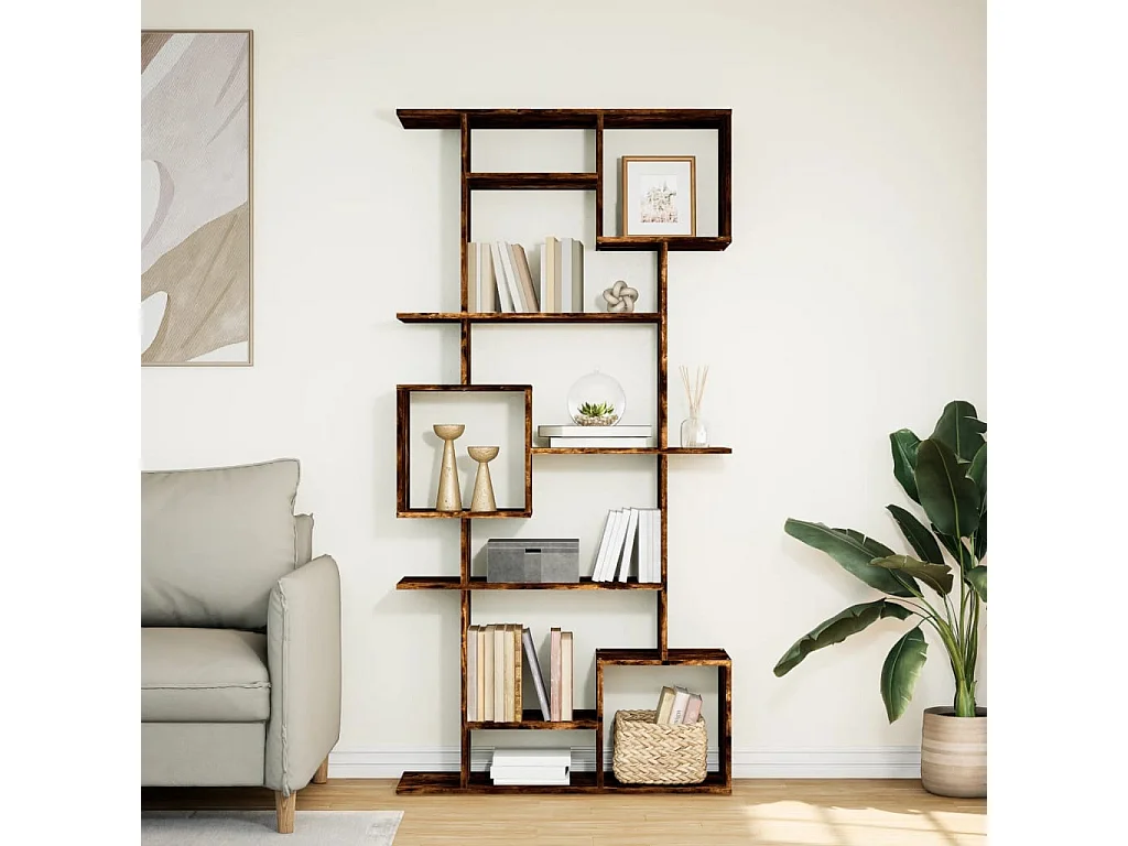 Bibliothèque chêne fumé 92x29x188 cm bois d'ingénierie