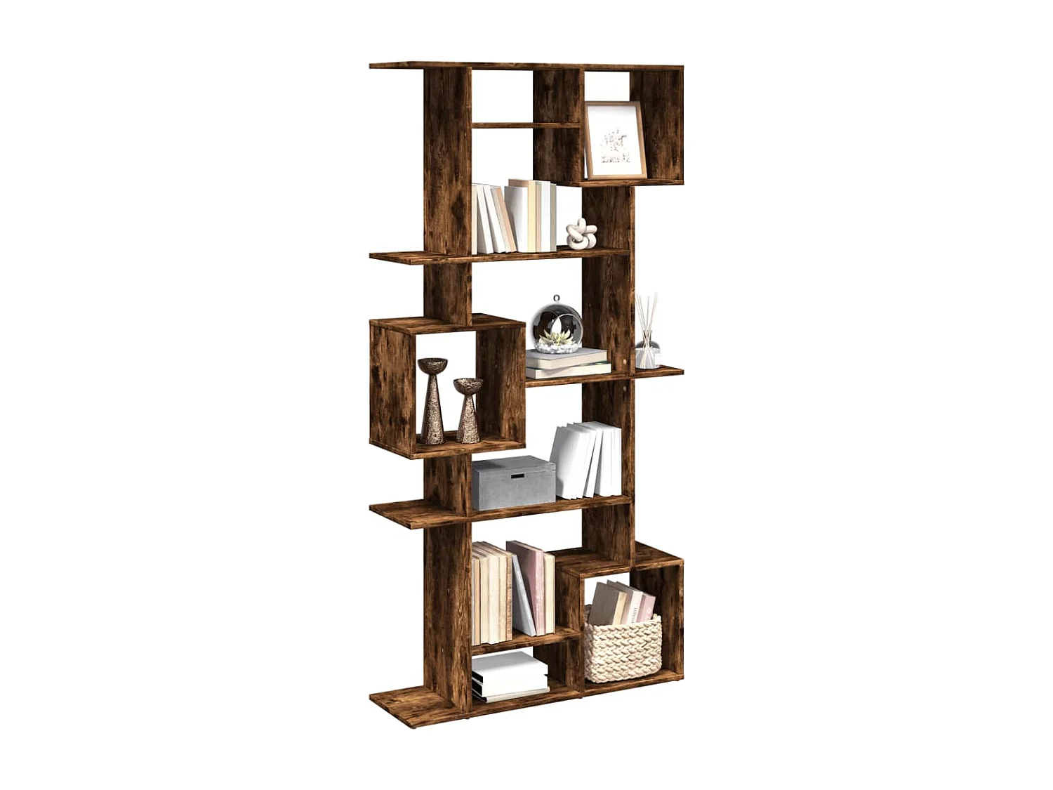 Bibliothèque chêne fumé 92x29x188 cm bois d'ingénierie